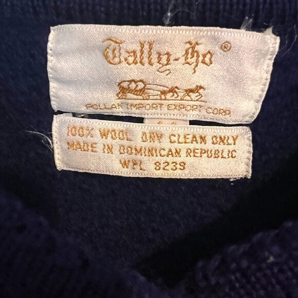 TRUE VINTAGE Tally-Ho 100% Wool Button Down Cardigan Sweater - Picture 3 of 5